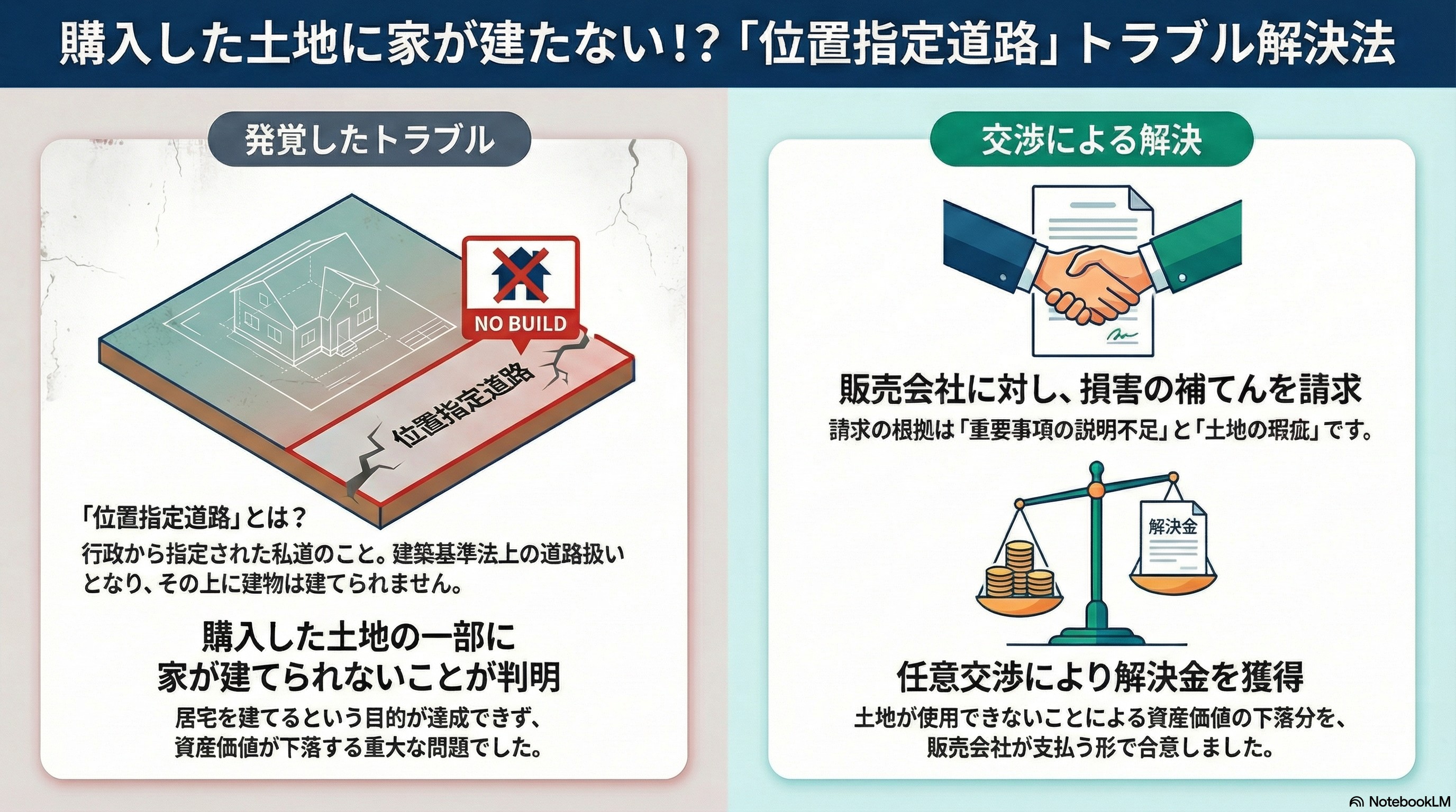 位置指定道路トラブルの解決プロセス：重要事項説明の不備から解決金獲得まで
