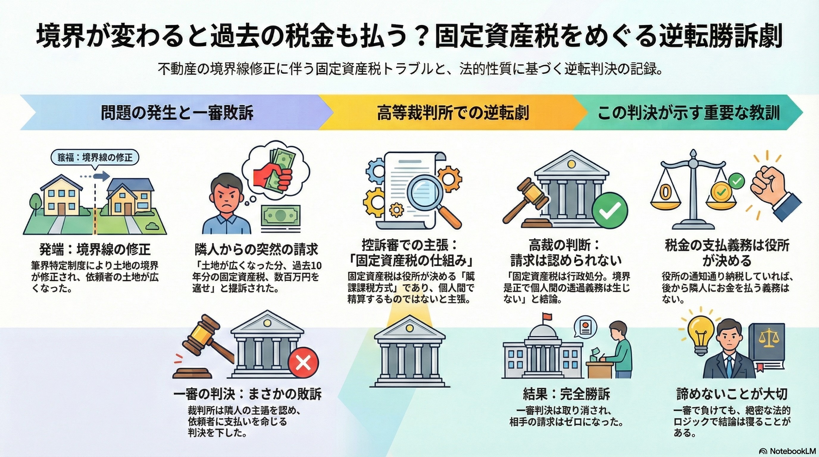 筆界特定と固定資産税求償の逆転勝訴図解